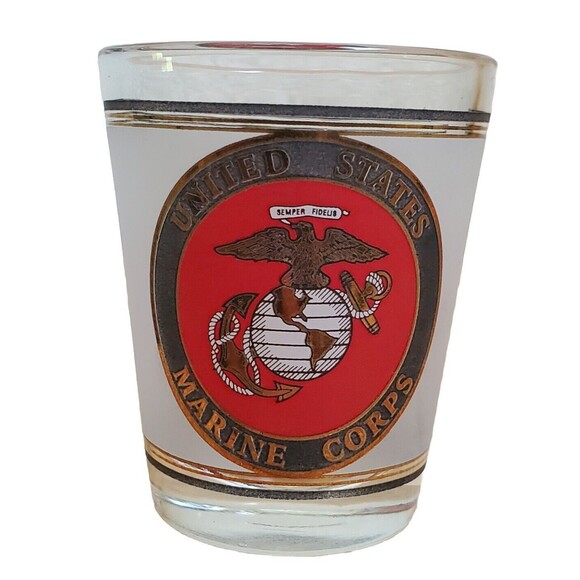 United States Marine Corps USMC Shot Glass Classic Standard Military Collectible - Picture 1 of 5